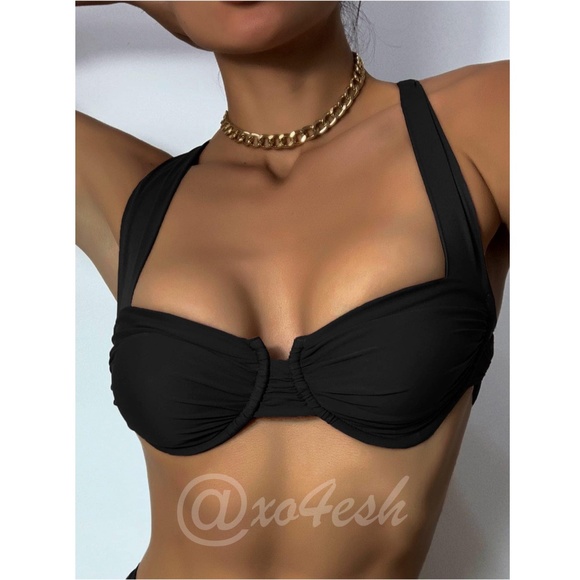 Black Push Up Swim Bra Top - Picture 1 of 7